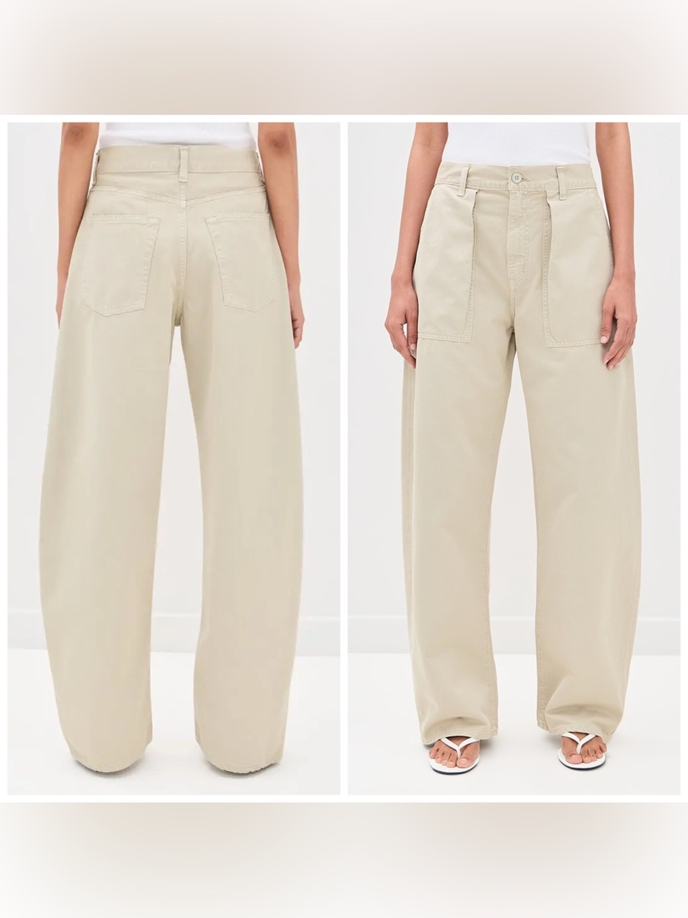 Agolde Selfton Pant In Comb Ivory Bone Size‎ 26 Wide Barrel Leg Twill